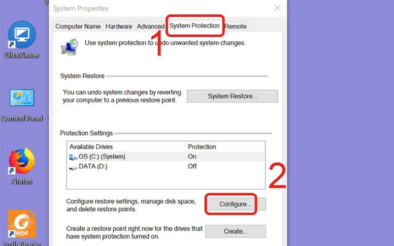 Bấm chọn System Protection và click vào Configure