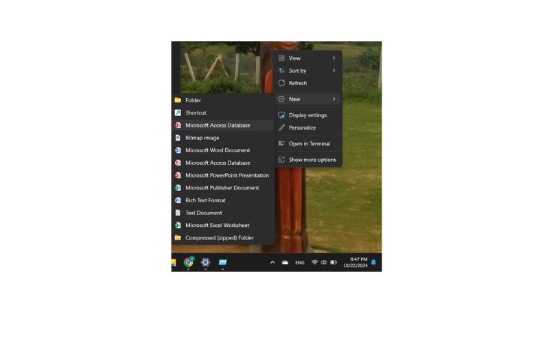 Bạn hãy di chuyển chuột đến tùy chọn New và click vào Shortcut