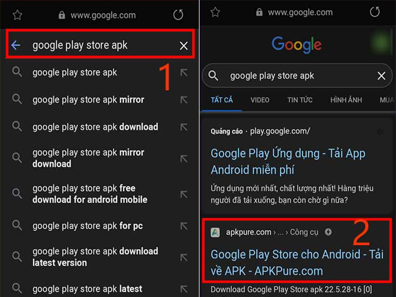 Chọn link tải file