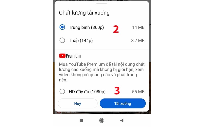 Chọn chất lượng video và click vào download để tải về máy