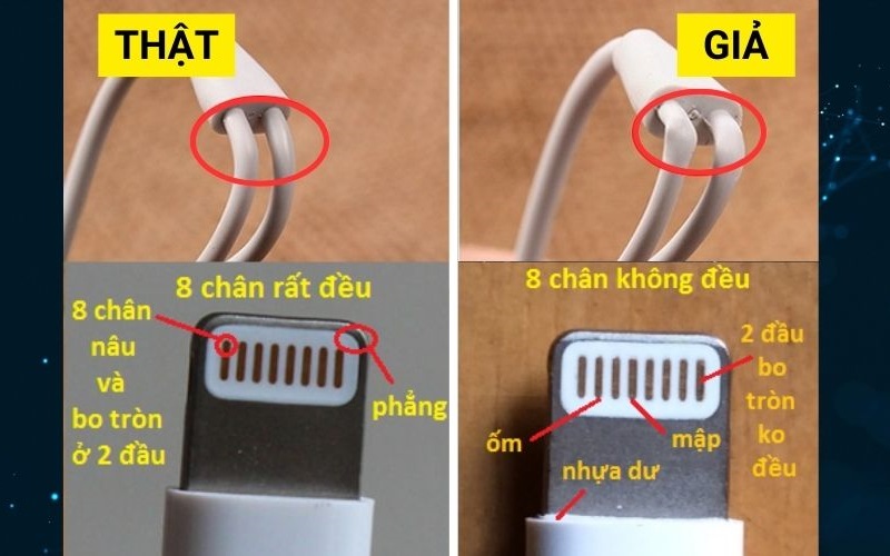 Kiểm tra qua chất liệu dây sạc