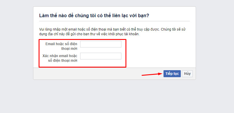 Lựa chọn phương án để Facebook liên lạc với bạn