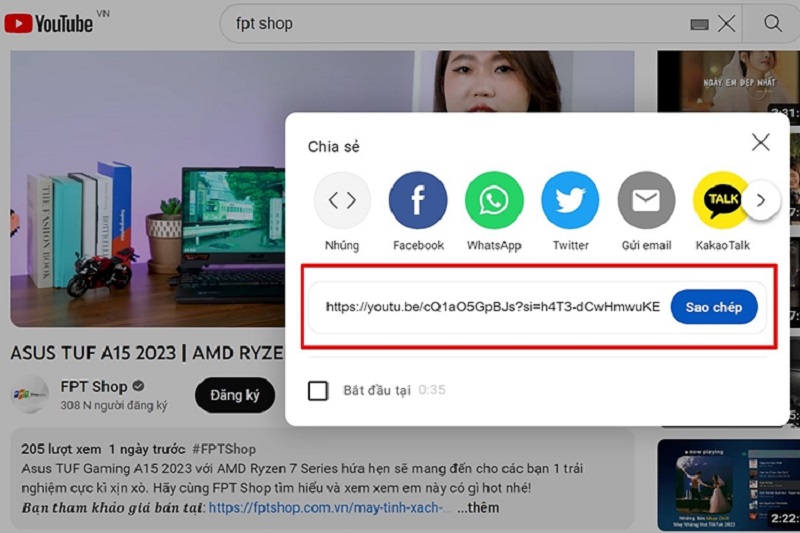 Mở ứng dụng Youtube và tìm kiếm video yêu thích rồi tiến hành sao chép link