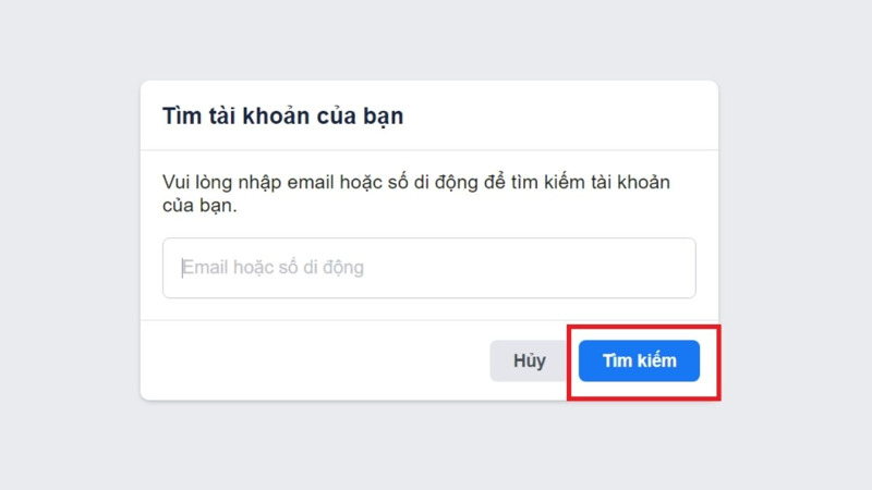 Nhập email đăng nhập tài khoản và tìm kiếm