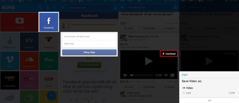 Tải video trên Facebook bằng ứng dụng Keepvid cực đơn giản cho Android