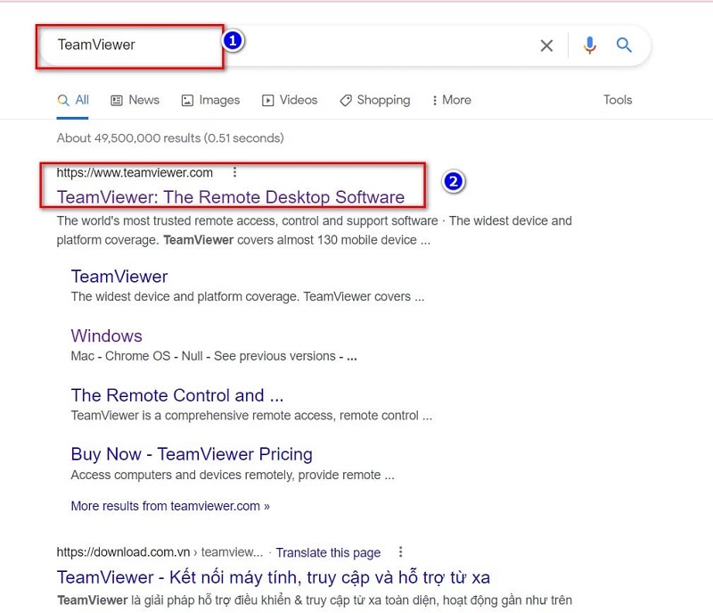 Tìm kiếm link tải phần mềm điều khiển máy tính từ xa Teamviewer