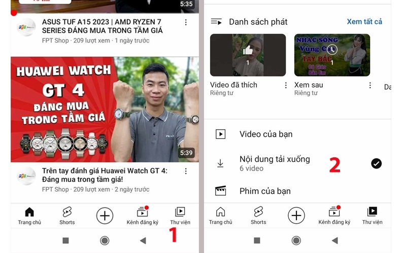 Truy cập vào thư viện Youtube và xem video vừa tải về