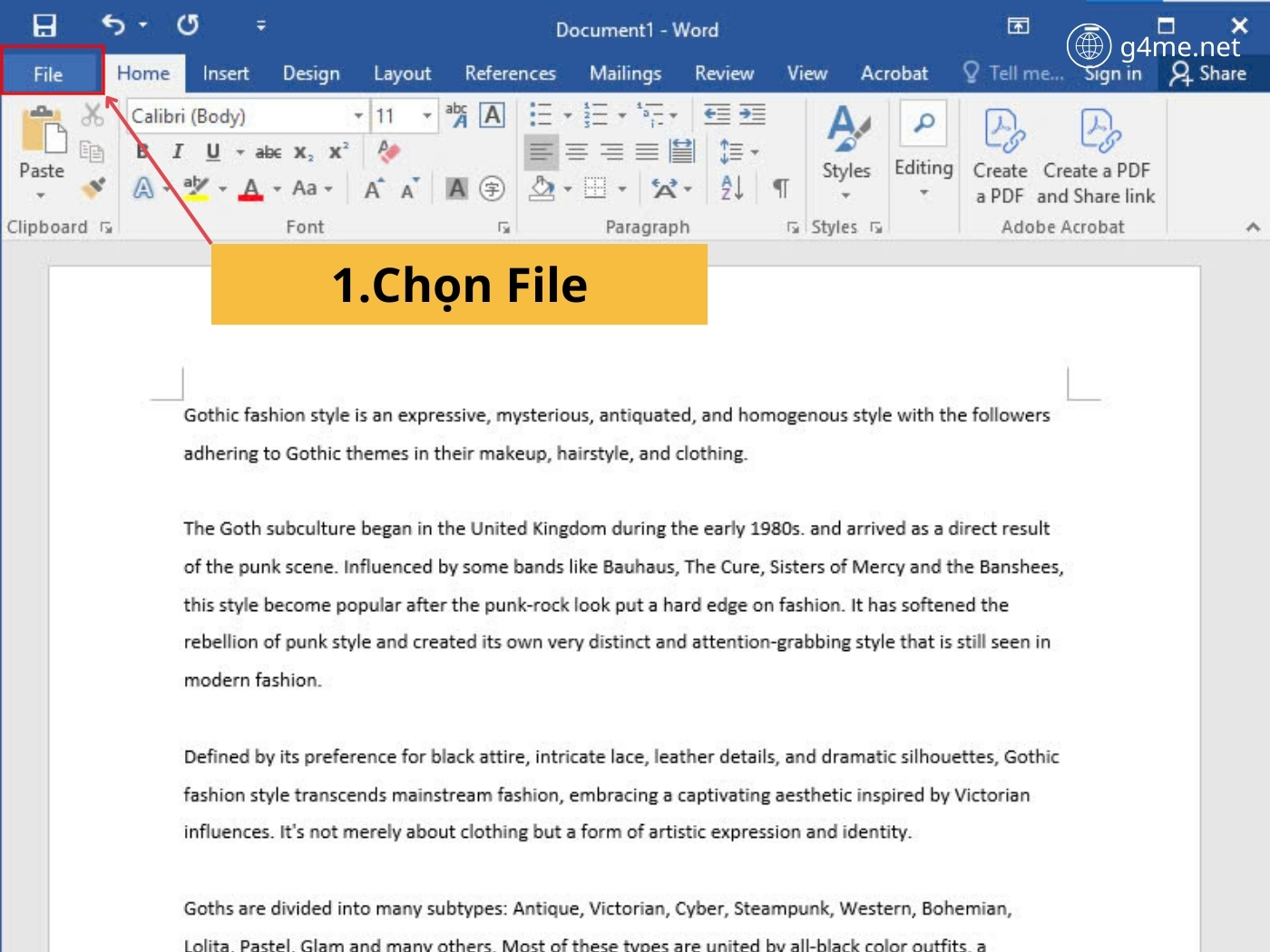 Bước 1: Nhấn chọn mục File 