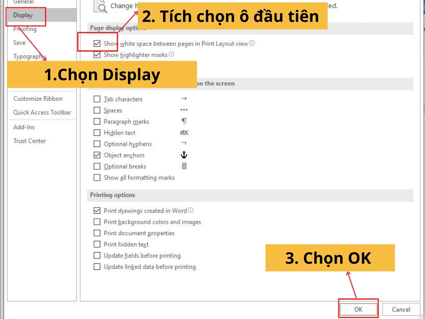 Bước 3: Chọn Display và thực hiện theo hướng dẫn 