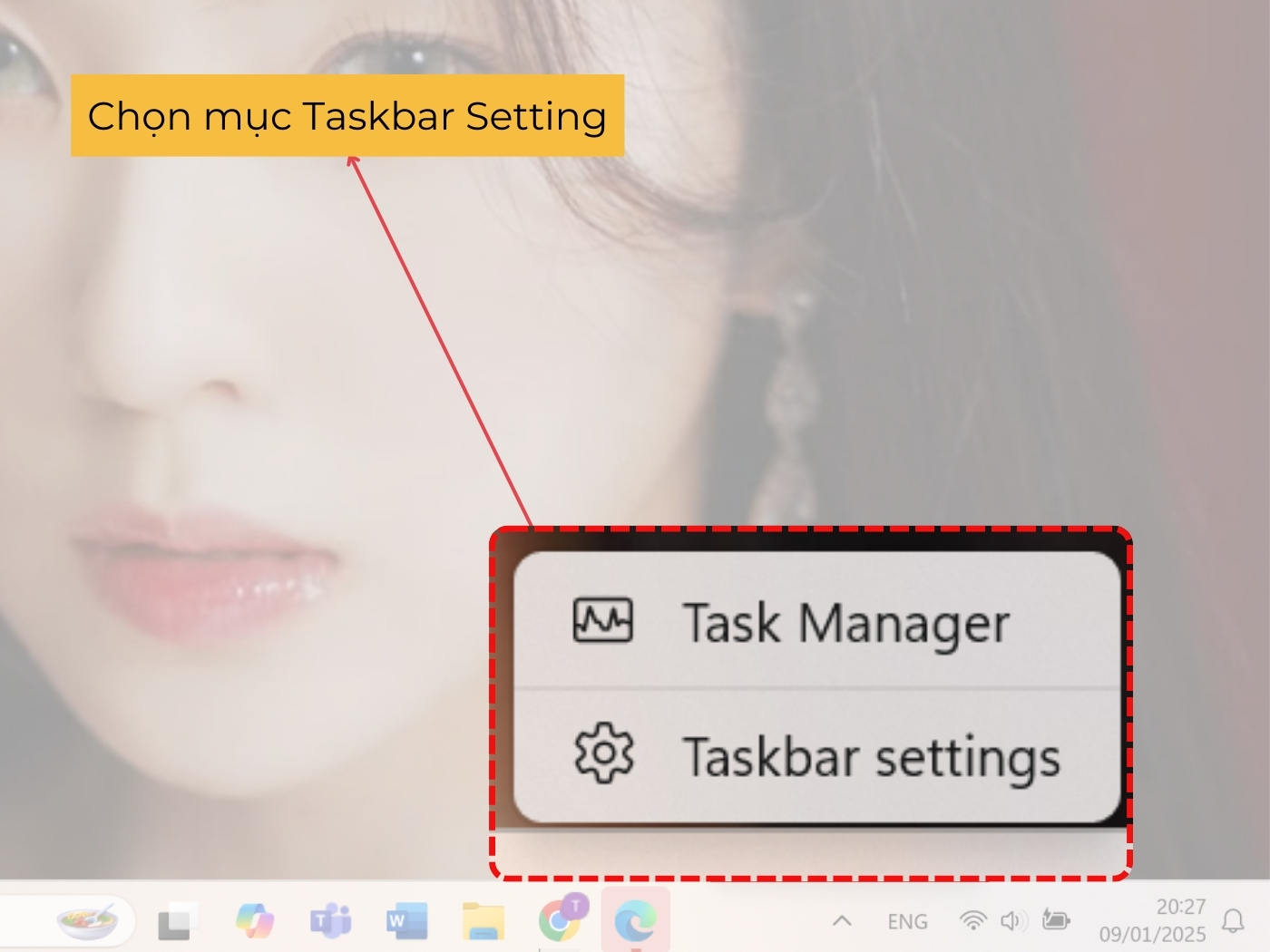 Cách ẩn thanh Taskbar Win 11 tại màn hình bước 2