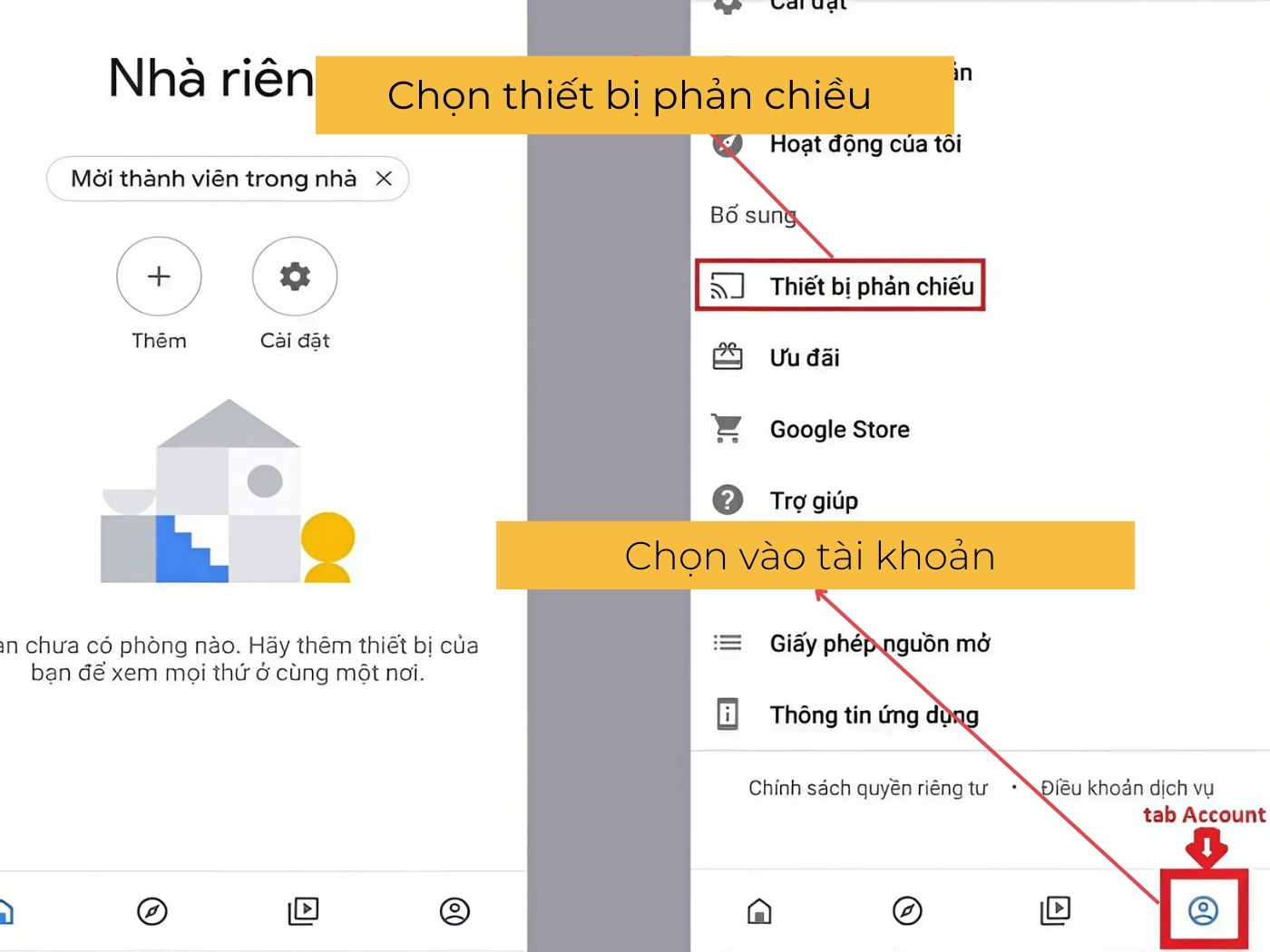 Cách chiếu màn hình điện thoại lên tivi bằng Google Home bước 2