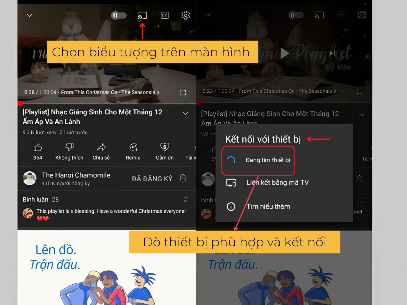 Cách chiếu màn hình điện thoại lên tivi bằng Youtube