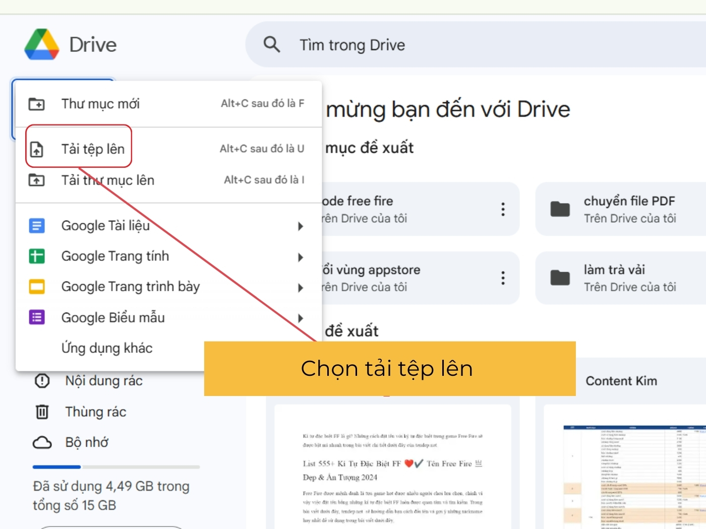  Cách chuyển file PDF sang Word bằng Docs bước 1