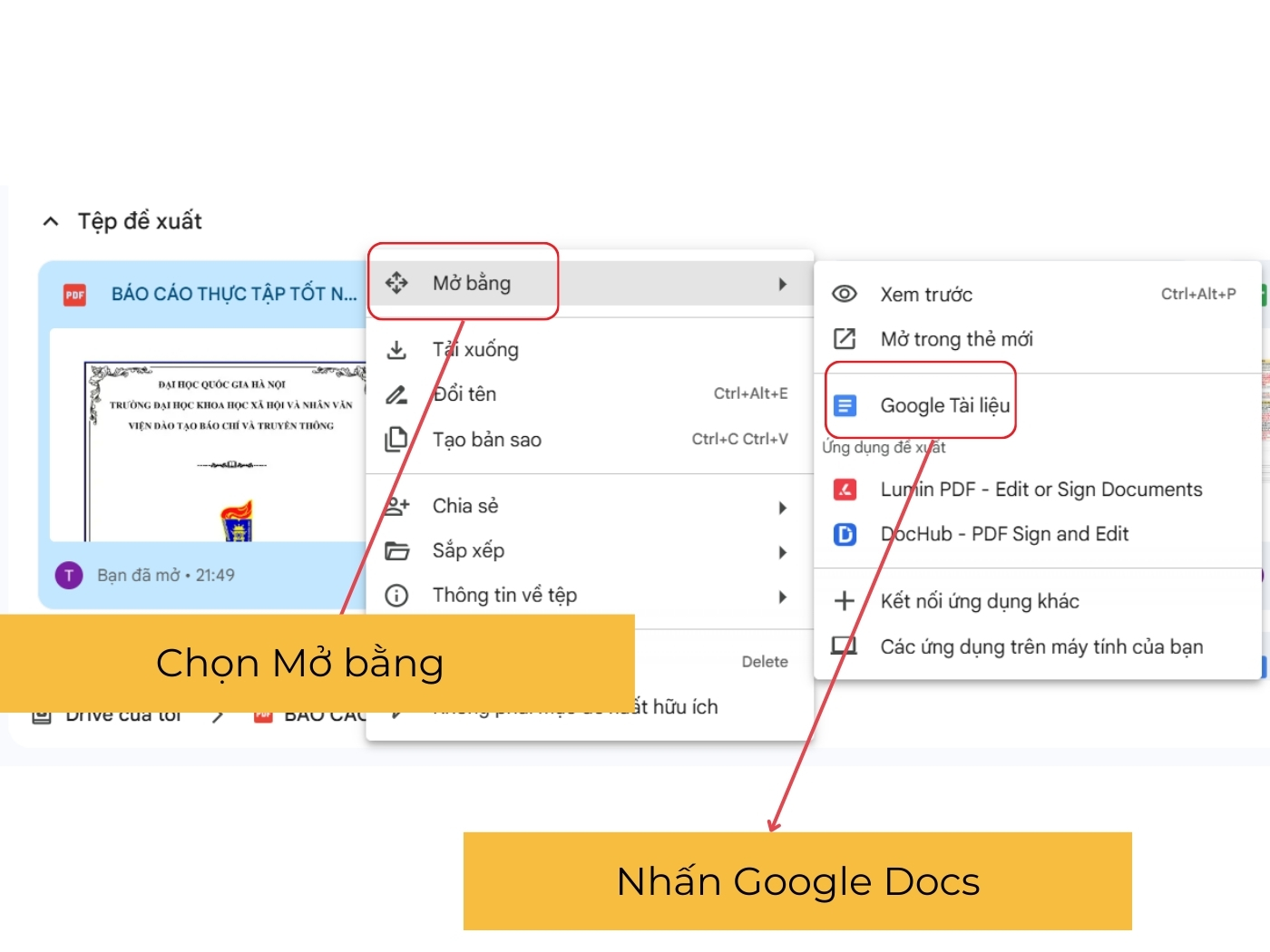  Cách chuyển file PDF sang Word bằng Docs bước 2