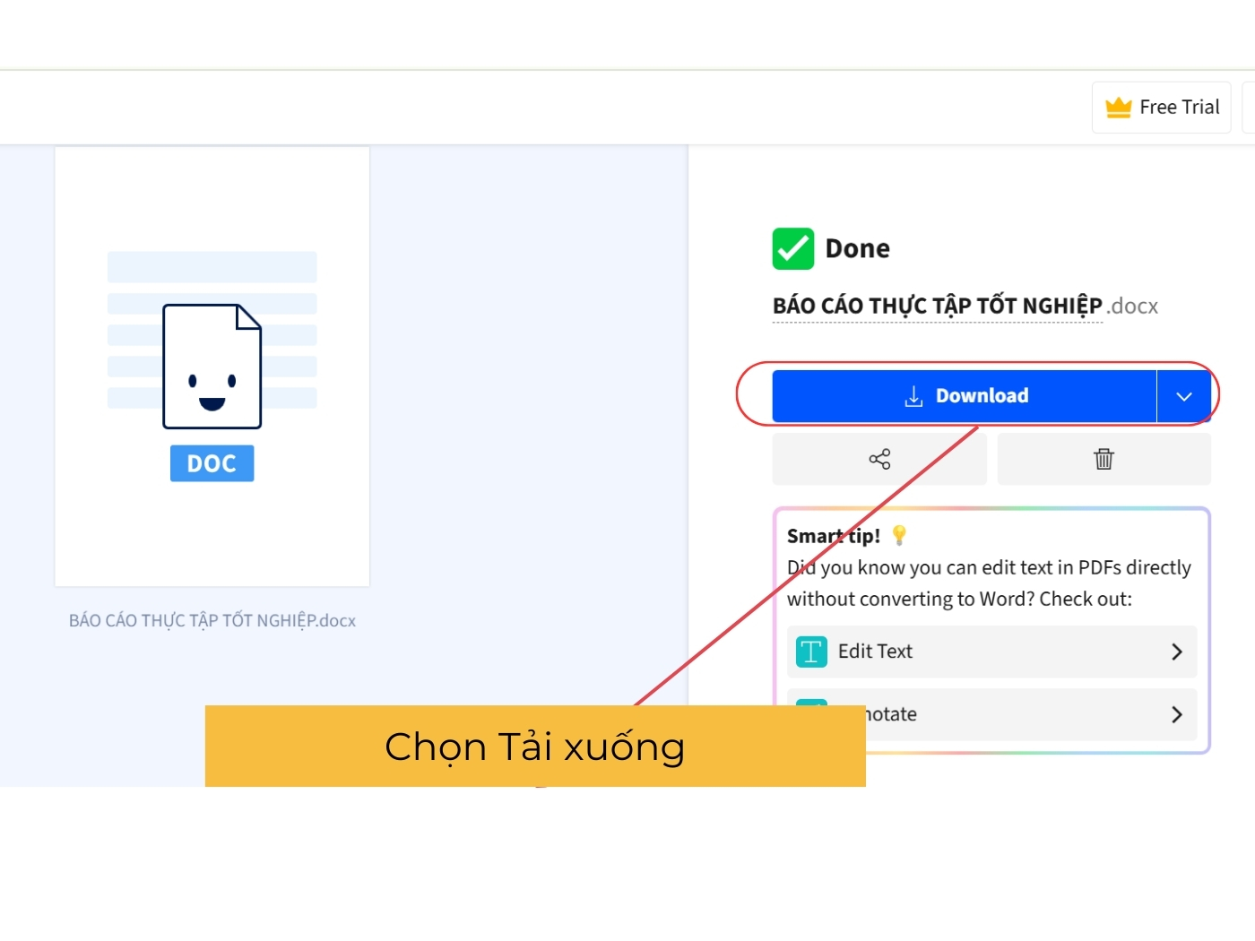  Cách chuyển file PDF sang Word bằng Small PDF bước 4