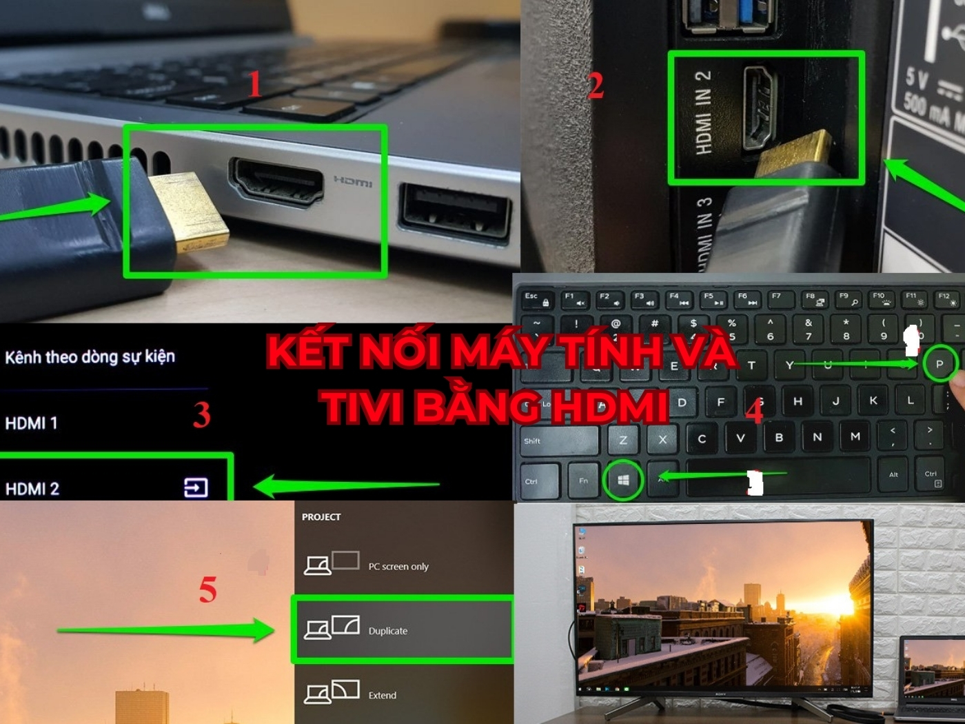 Cách kết nối máy tính với tivi qua hdmi