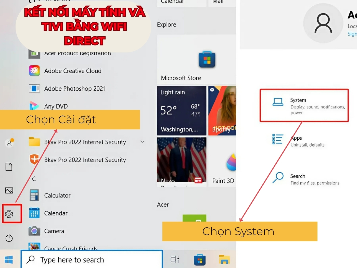 Cách kết nối máy tính với tivi qua Wifi Direct bước 3