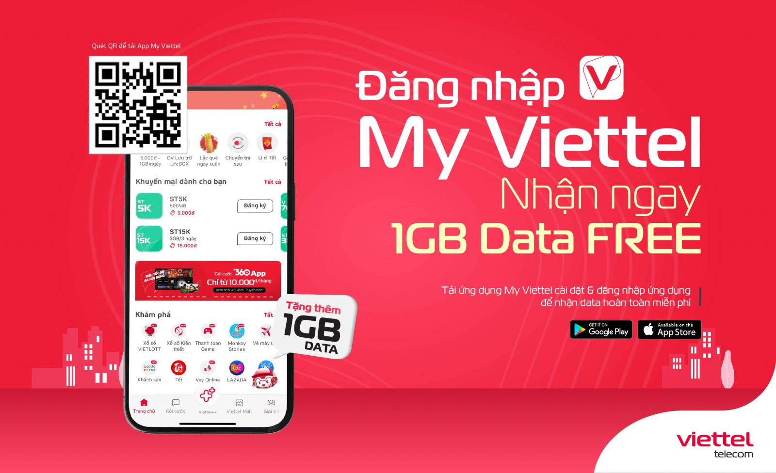 Cách nhận data Viettel miễn phí thực hiện trực tiếp qua ứng dụng My Viettel