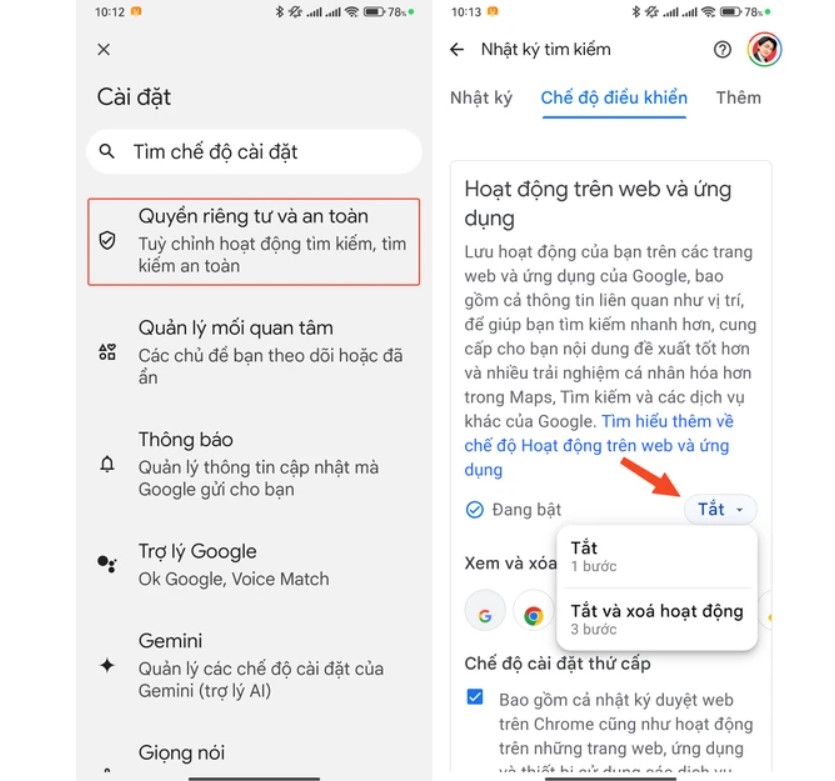 Cách tắt quảng cáo trên điện thoại bằng tắt hoạt động Web và ứng dụng 