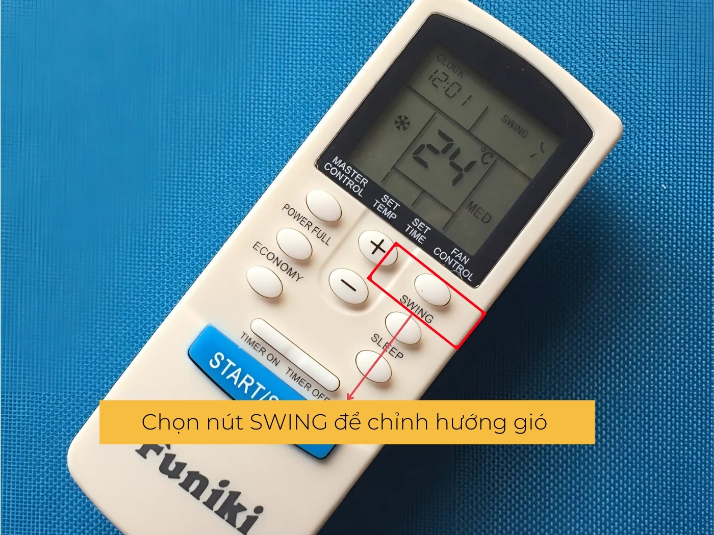 Chỉnh hướng gió trong điều khiển điều hòa Funiki 