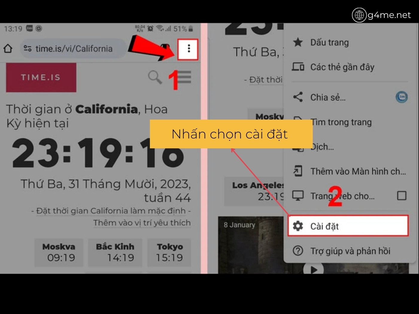 Chọn dấu 3 chấm và cài đặt 