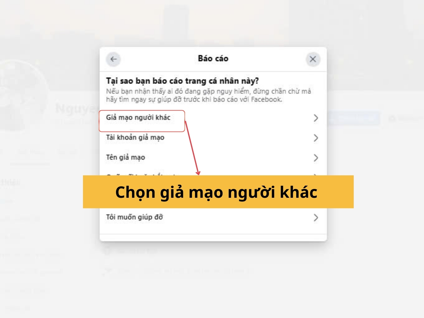 Chọn giả mạo người khác 