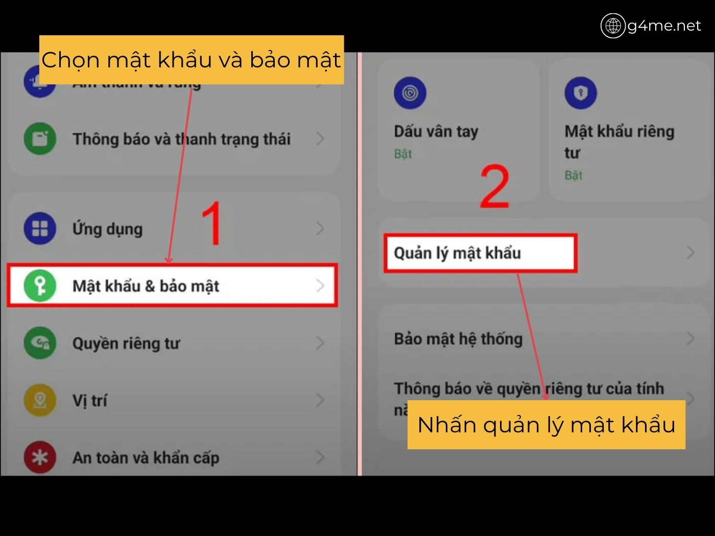 Chọn mật khẩu và quản lý 