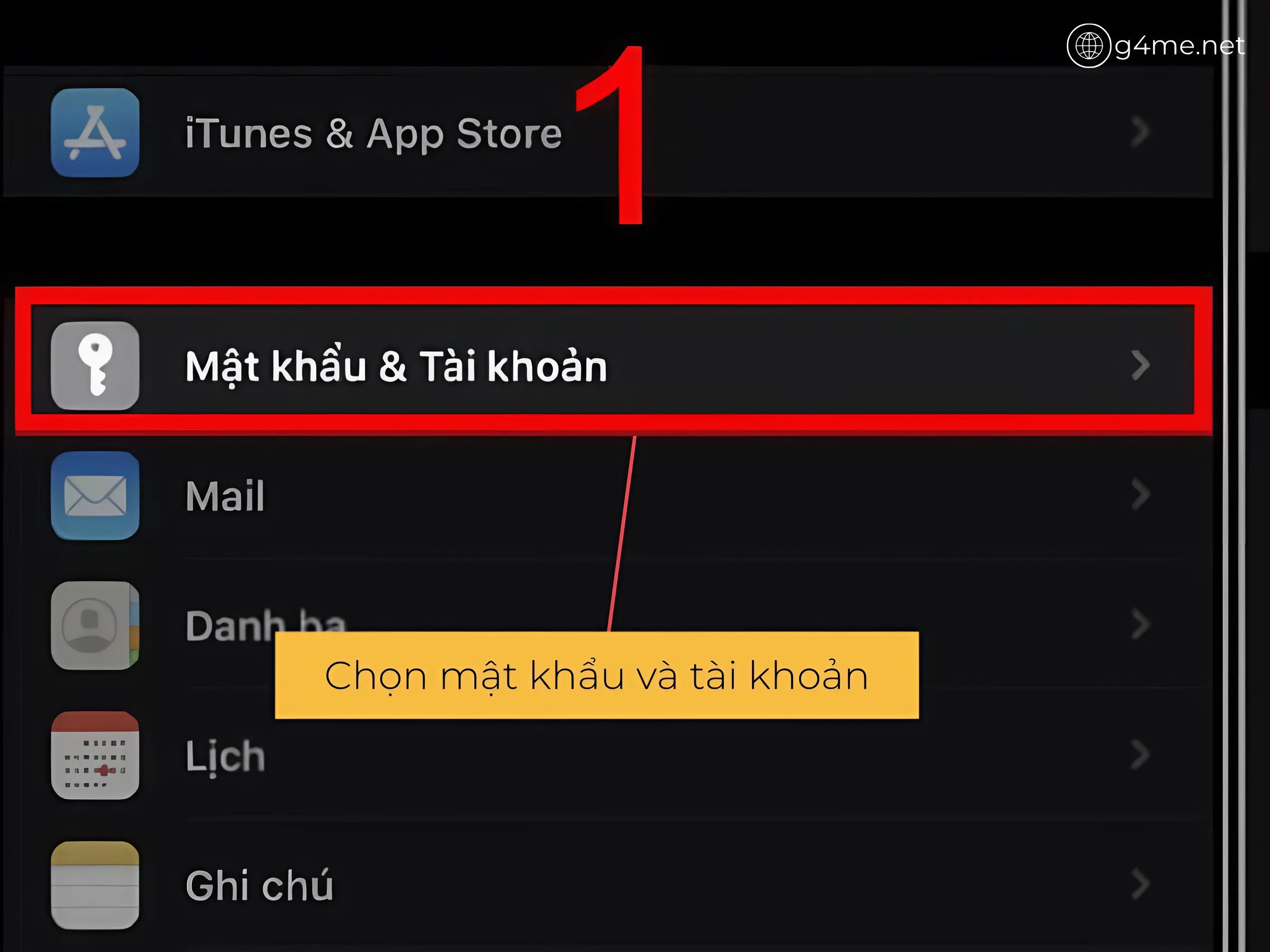 Chọn mật khẩu và tài khoản 
