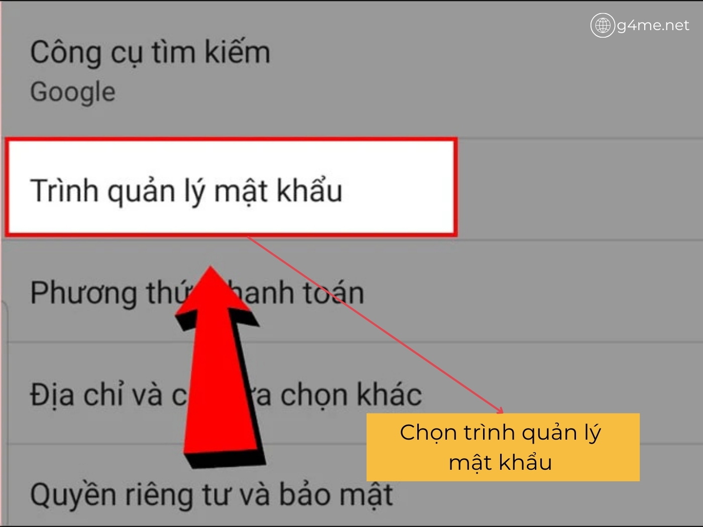 Chọn trình quản lý mật khẩu 