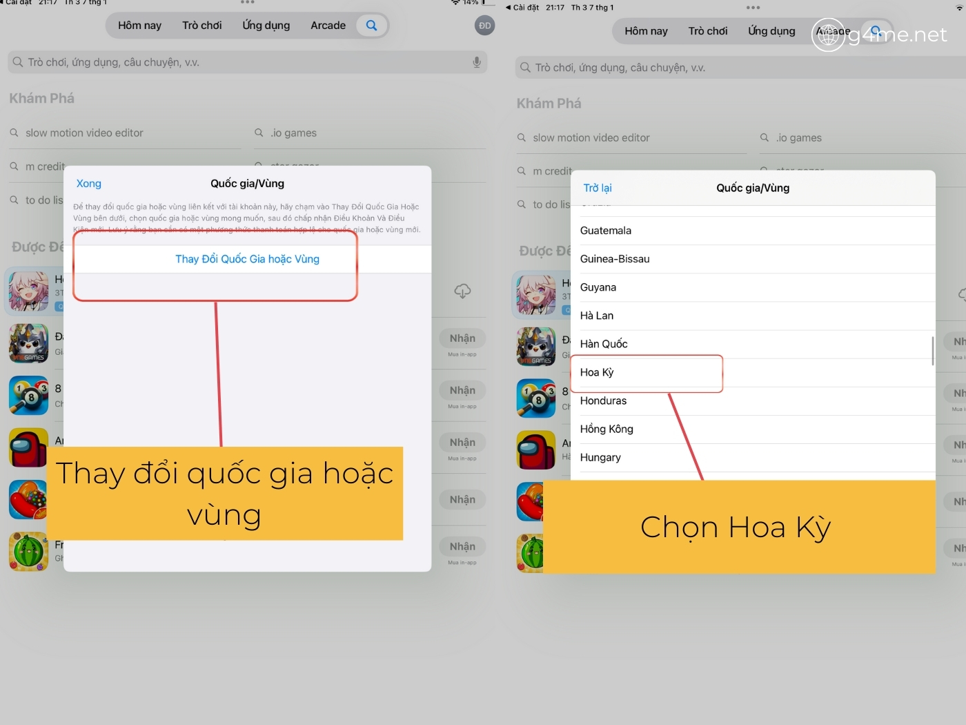 Chuyển đổi vùng Appstore từ Việt Nam qua Mỹ bước 4