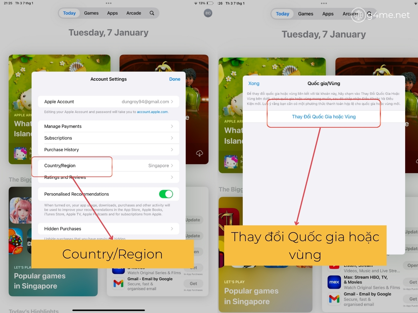 Chuyển đổi vùng Appstore từ Việt Nam qua Trung Quốc bước 2