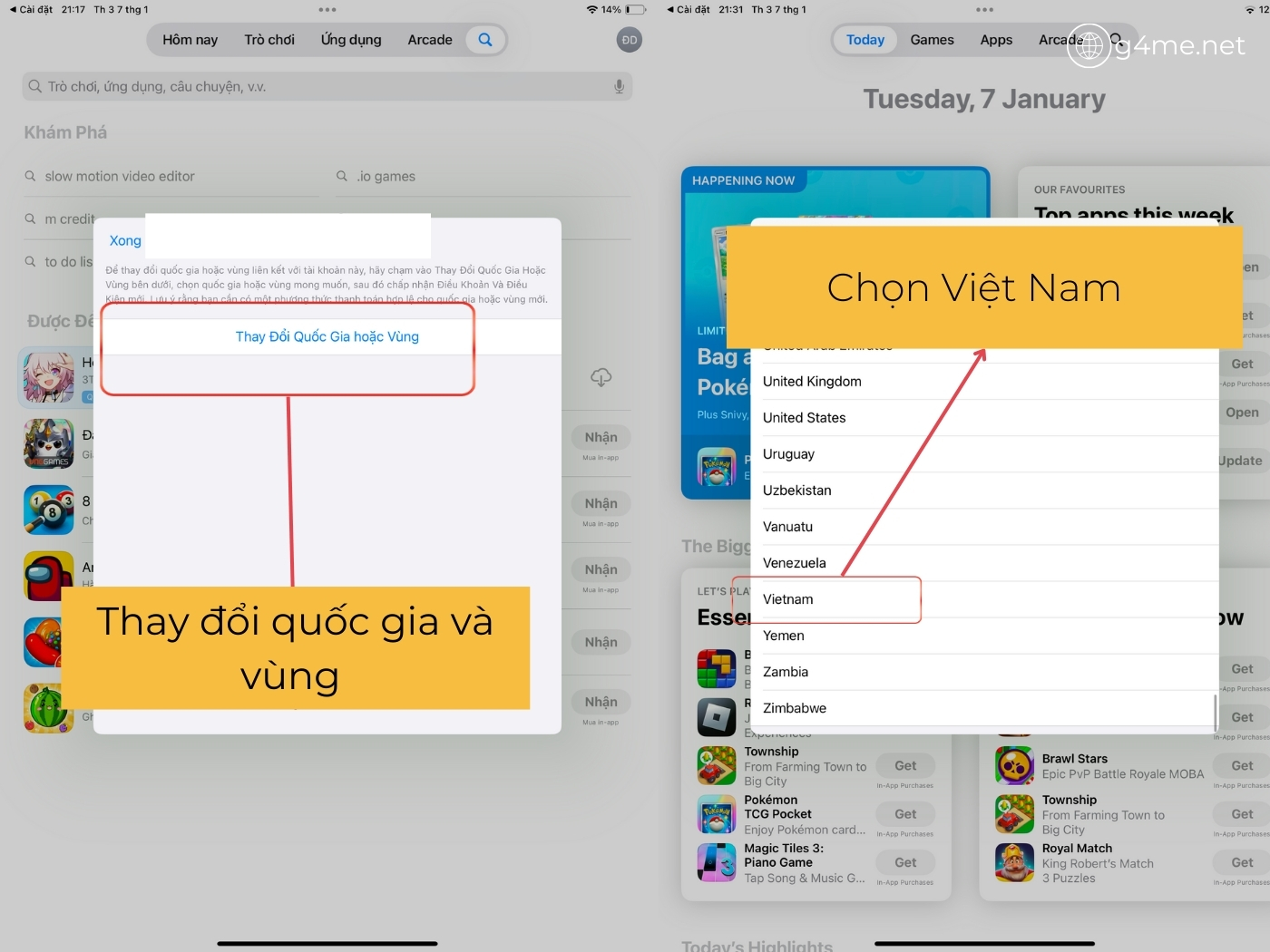 Chuyển đổi vùng Appstore về Việt Nam bước 4