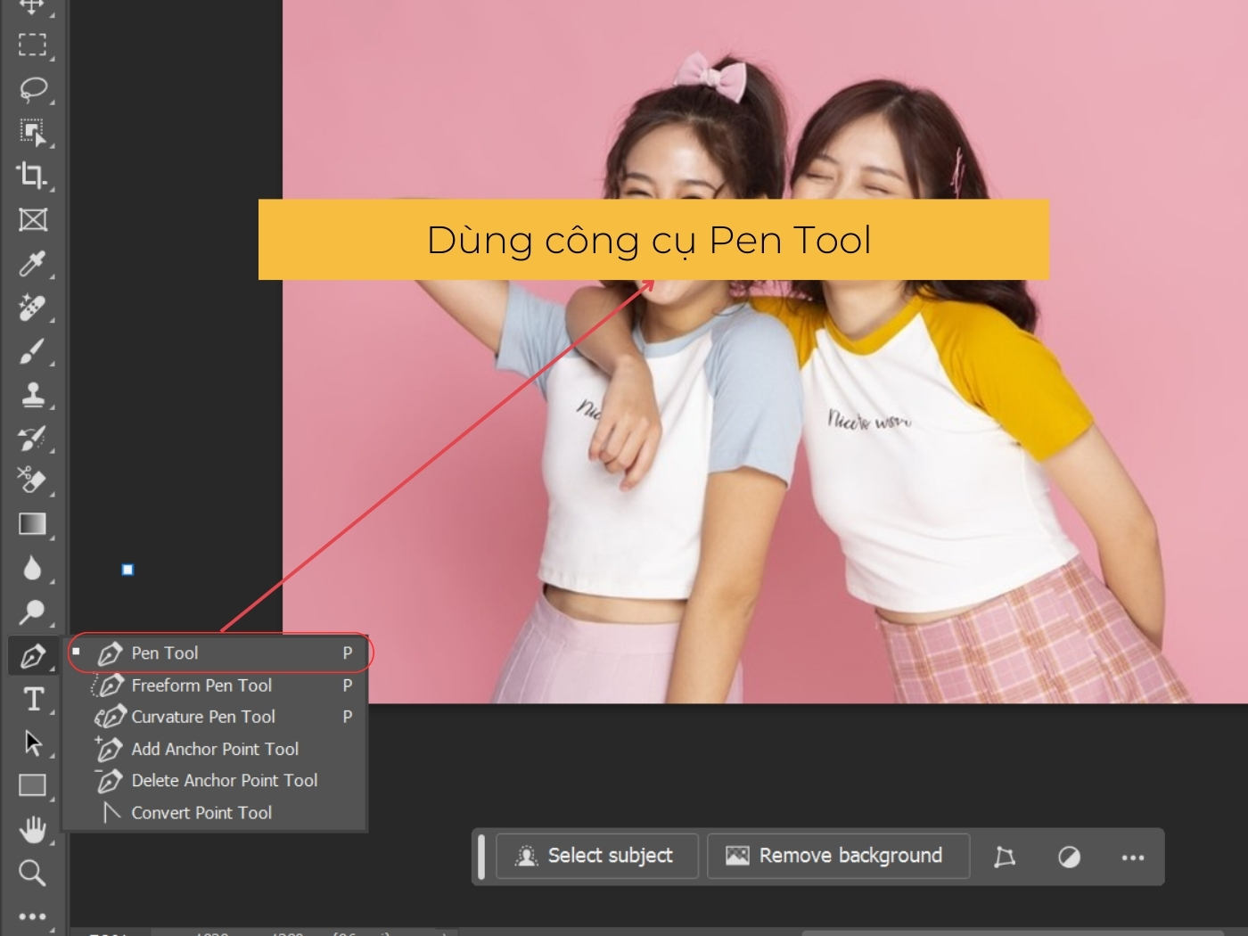 Công cụ Pen Tool hỗ trợ xóa nền 