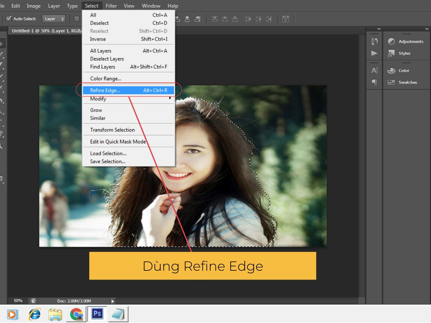 Hướng dẫn tách nền với Refine Edge 