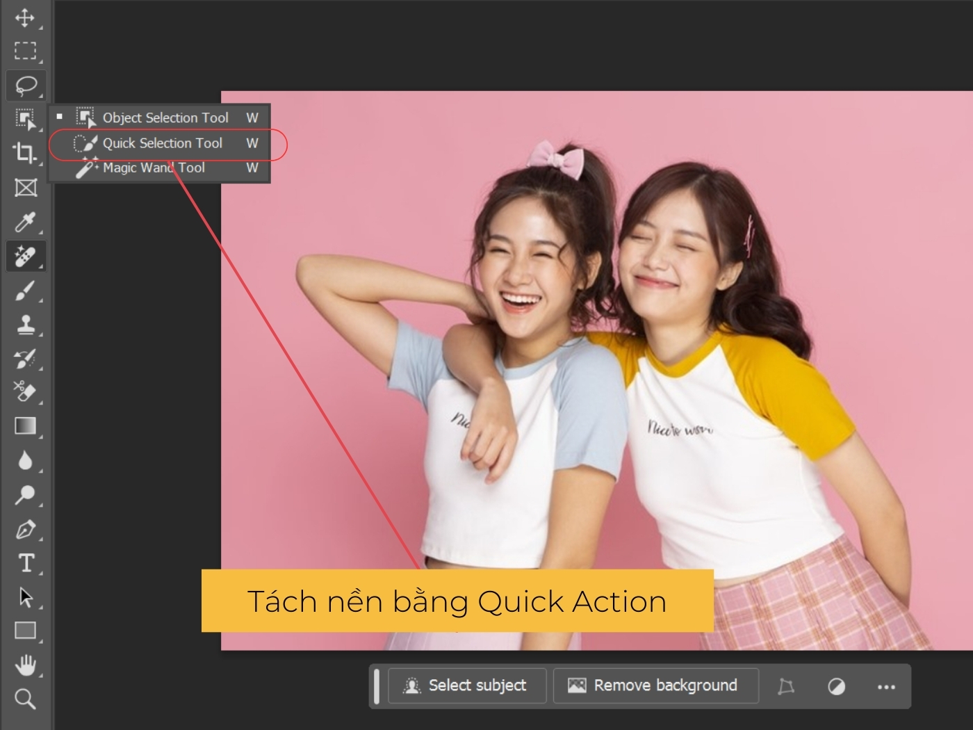 Hướng dẫn tách nền với công cụ Quick Action 