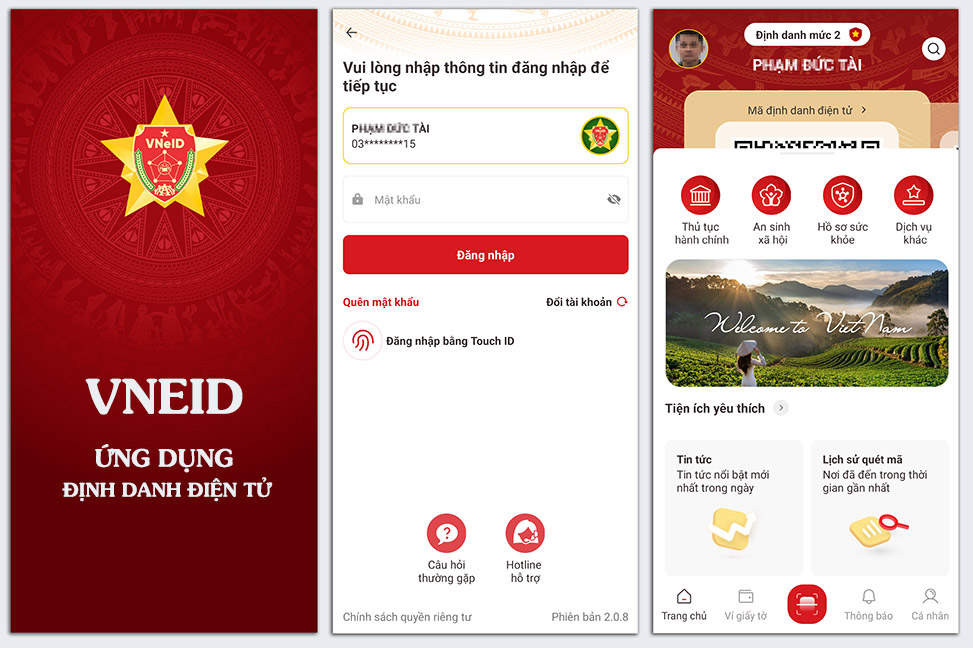 Đăng nhập tài khoản cá nhân tại ứng dụng VNeID