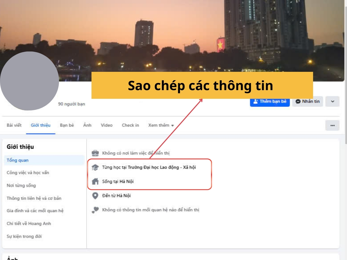 Sao chép các thông tin 