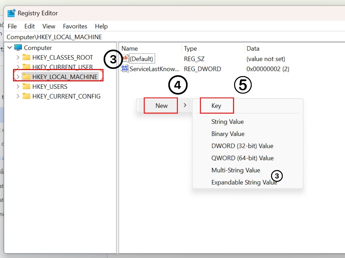 Tắt update win 11 bằng Registry Editor bước 2