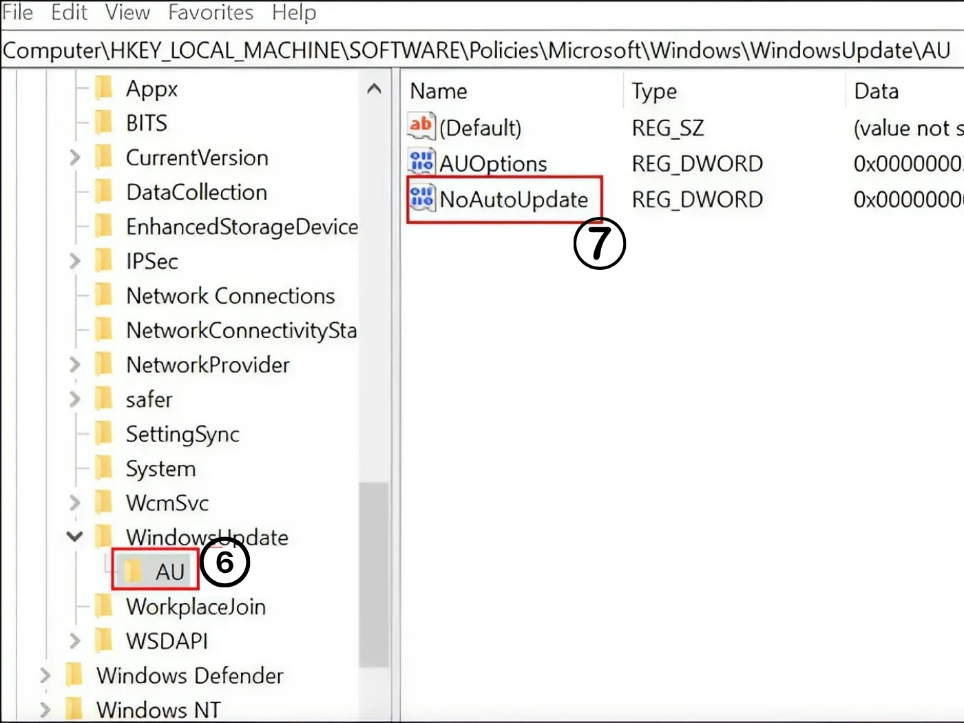 Tắt update win 11 bằng Registry Editor bước 3