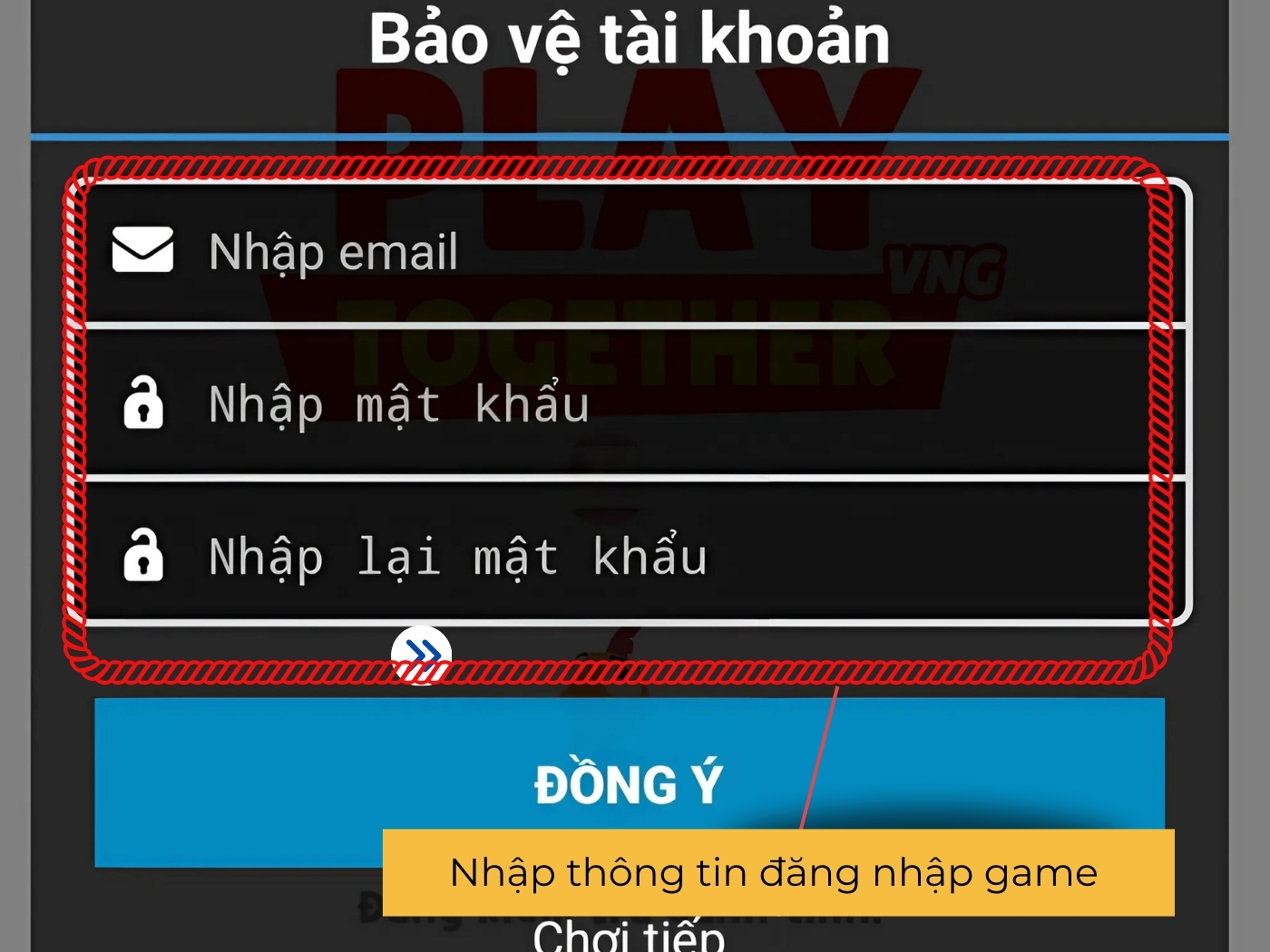 Tiến hành đăng nhập vào Play Together 