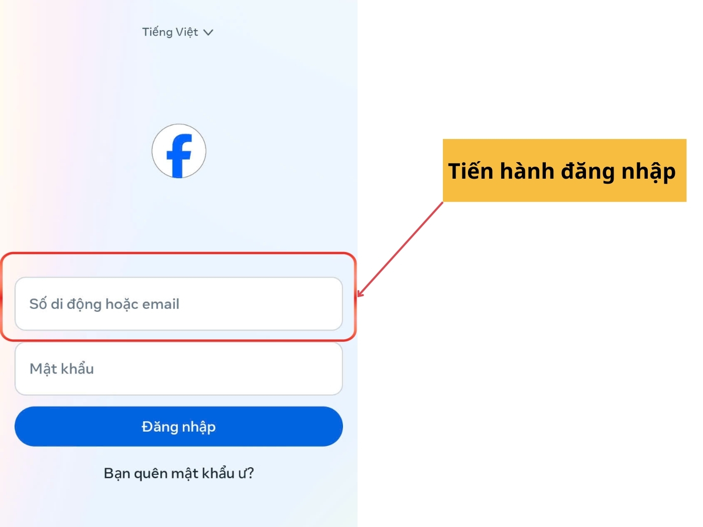 Tiến hành đăng nhập 