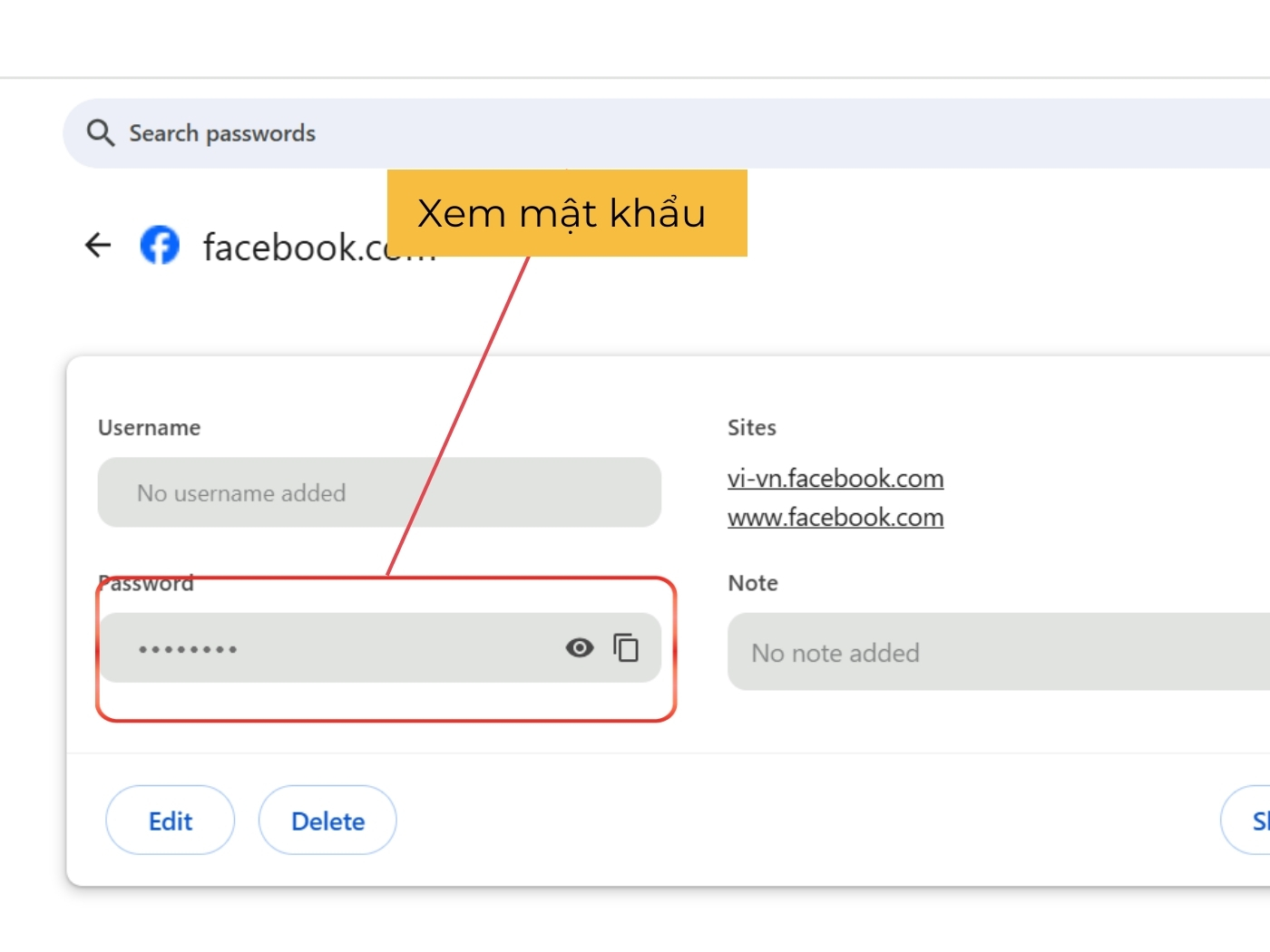 Xem mật khẩu của Facebook 